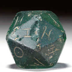  Ancient glass icosahedron 
 (blue, severely chipped) 
