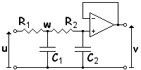  Second-order passive
 RC low-pass filter 