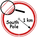  The possible 
 solutions near 
 the south pole 
 are circles of 
 radius slightly 
 over 1 km ... 