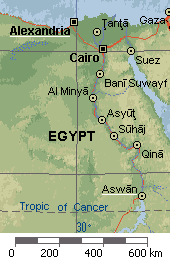  850 km from Alexandria 
 to Syene (Aswan) 