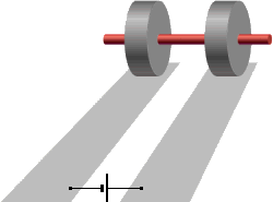  Two opposing ring magnets on an axle 
 will roll when a rim-to-rim current flows. 